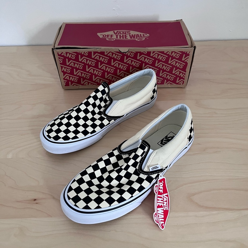 BNIB Men's Size 11.5 Vans, Black & White Check